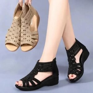 Woman Sandals Cyrstal Comfortable Pumps Ladies.