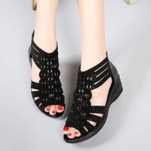 Woman Sandals Cyrstal Comfortable Pumps Ladies.